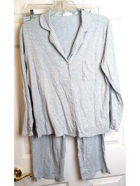 Van Winkle & Co Pajama Set Womens Large \ Striped Button Long Sleeve Pants #D-40